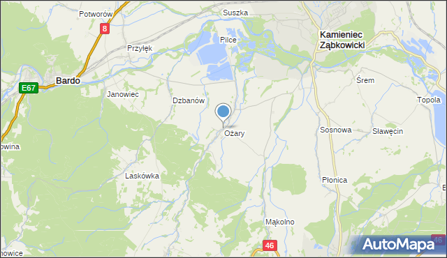 mapa Ożary, Ożary na mapie Targeo